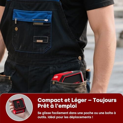 Niveau laser autonivelant laser rouge 20m, 2 x AA piles, IP54, pour chantiers et décoration intérieure, DIY