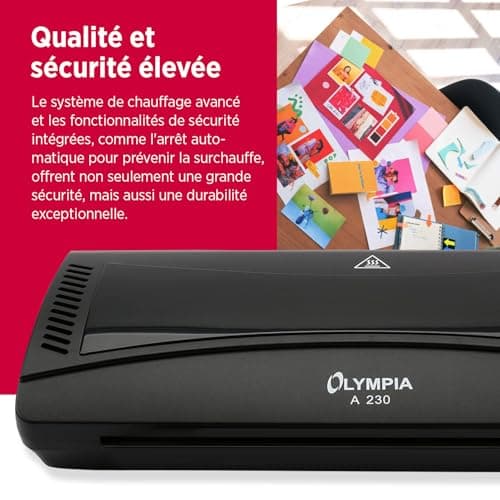 Olympia Jeu de plastification A4 230 4 en 1 | Plastifieuse avec arrondisseur d'angle, coupe-papier et films de plastific