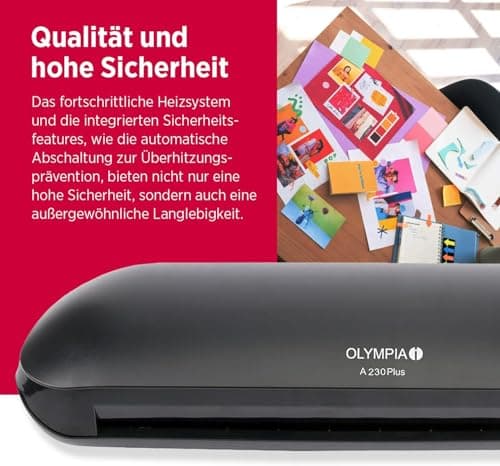 Olympia A230 Plus Set 4 en 1 Plastifieuse Noir - Élégant Design, Polyvalence, Hautement Fonctionnel - Idéal pour Maison