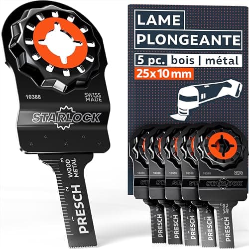 Presch Lame Scie Oscillante Bois et Métal 25x10mm - Dents BI pointues & forme coudée pour résultats précis - Lame Outil — Bois & Métal 10mm