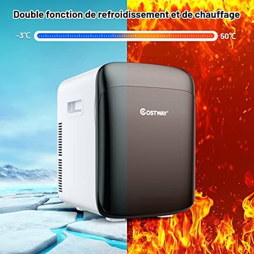 Réfrigérateur COSTWAY 15L portable, chauffant et refroidissant, pour maison et voiture (noir)