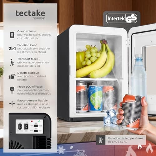 TecTake® Mini frigo de voiture, Refroidissement et chauffage, idéal pour le camping