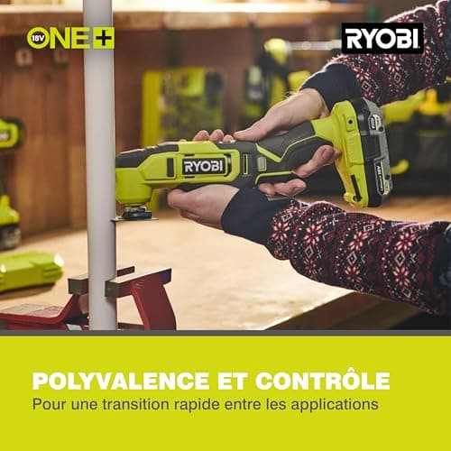 Outils Ryobi Multifonction Oscillant 18V ONE+ Vitesse Variable – Système Accessoires Rapide – Idéal Découpe, Ponçage, Gr
