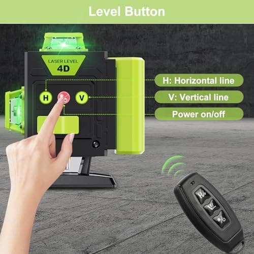 Laser Niveau Professionnel 4 x 360° Vert 16 Lignes Autonivelant Batterie Rechargeable pour Chantier Construction Accroch