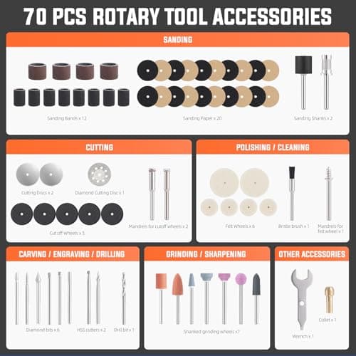 Katerk Outils Rotatifs Multifonction Gris - Perçage, Polissage et Bricolage avec 6 Vitesses et 4000 mAh Batterie