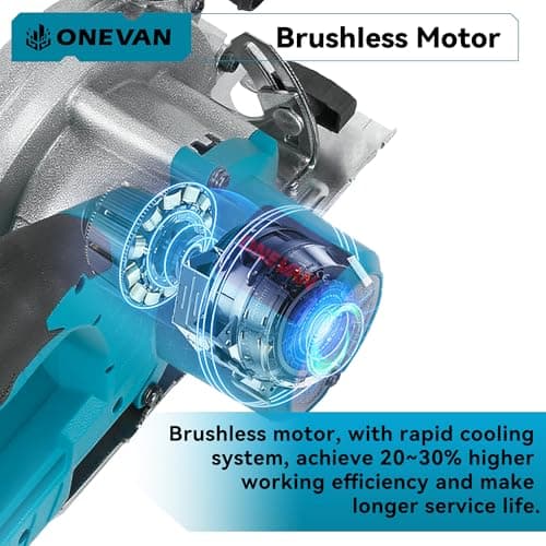 ONEVAN Scie circulaire portative sans fil 150 mm pour professionnels en construction 55 mm de profondeur de coupe 3 lame