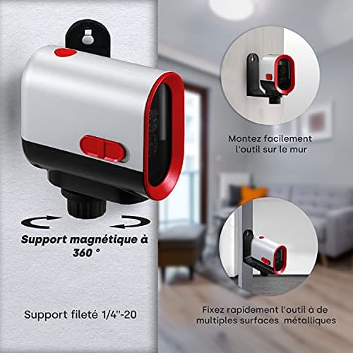 Niveau laser rouge ENVENTOR 35M USB chargeable, autonivelant et mode pulsé, 360° laser rotatif, IP54, croix et ligne las