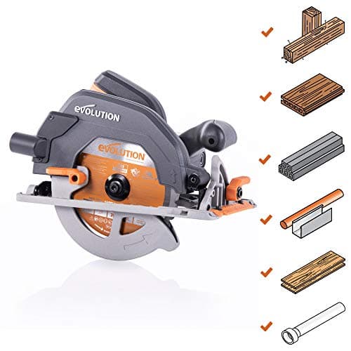 Tronçonneuse circulaire Evolution Power Tools - Multi-matériaux - Coupe le bois, le plastique, le métal - Biseau de 0° à