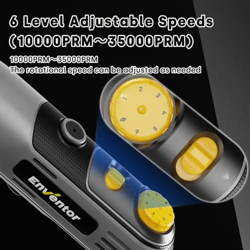 Outil Rotatif Enventor Mini 130W pour Professionnels, 206 Accessoires Inclus, 6 Vitesses Réglables, 10 000-35 000 tr/min