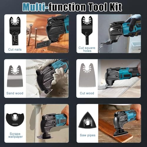 Outil Multifonction Oscillant Makita, 6 Vitesses Variables, Scie Oscillante, 18 AccessoiresIncluded, Ideally for Profess