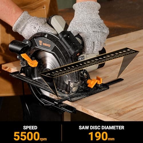 DEKOPRO Scie Circulaire 1400W Laser 190mm Bois PVC Coupe Précise