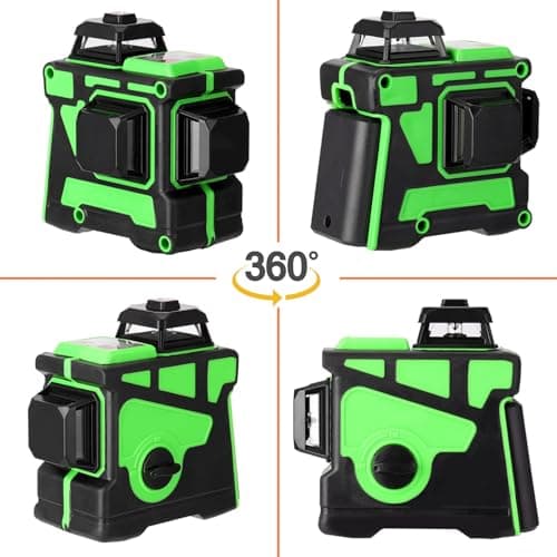 Niveau laser vert multifonctionnel 3x360 3D 12 lignes avec auto-nivellement 3° et auto-équilibrage (Avec 1 accumulateur)