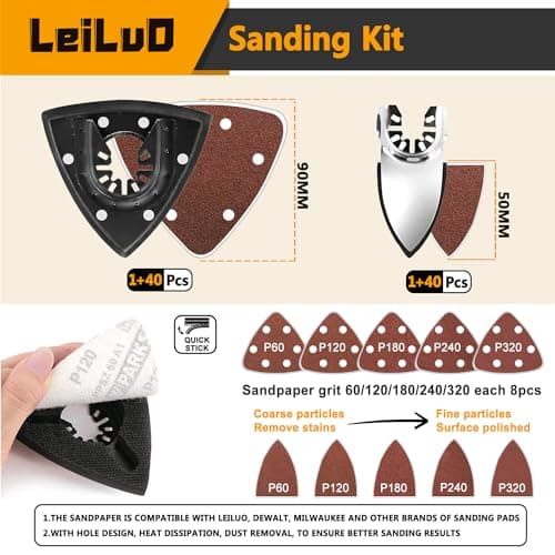 LEILUO Ensemble de 116 lames de scie multi-outils accessoires universels pour outils oscillants avec sac de rangement co