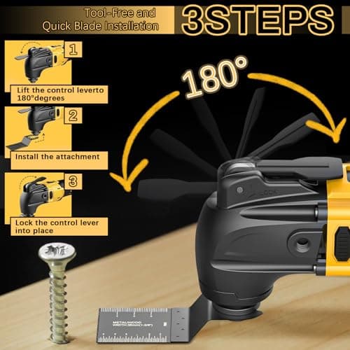 Outil Multifonction Oscillant Dewalt 20 V Brushless, 6 Vitesses Variables, Angle Oscillant 4°, Idéal pour Coupe, Sculptu