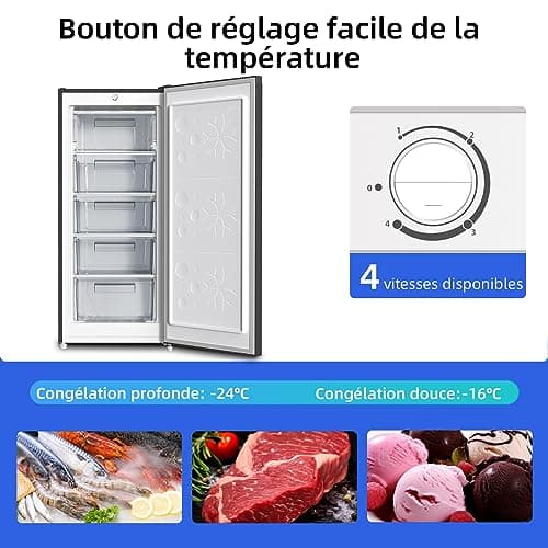 CHiQ Congélateur armoire 145L rapide, silencieux et thermométrique, adapté aux foyers urbains, haute efficacité énergéti