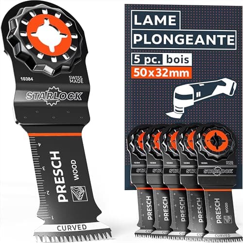 Presch Lame Scie Oscillante Bois et Métal 25x10mm - Dents BI pointues & forme coudée pour résultats précis - Lame Outil — Bois 32mm