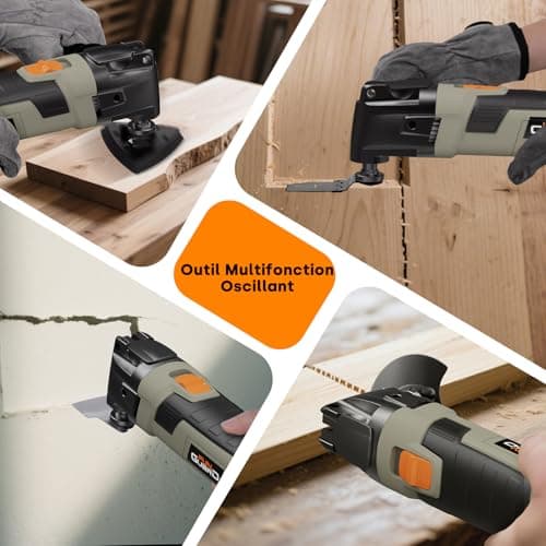 Outils Multifonctions Oscillants 300W, 6 Vitesses Variables 15000-22000RPM, 30 Accessoires pour Couper, Poncer, Gratter,
