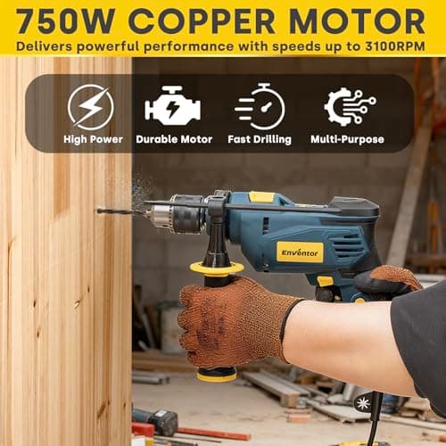 Perceuse à percussion Enventor 750W pour Béton et Métal