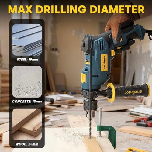 Perceuse à percussion Enventor 750W pour Béton et Métal