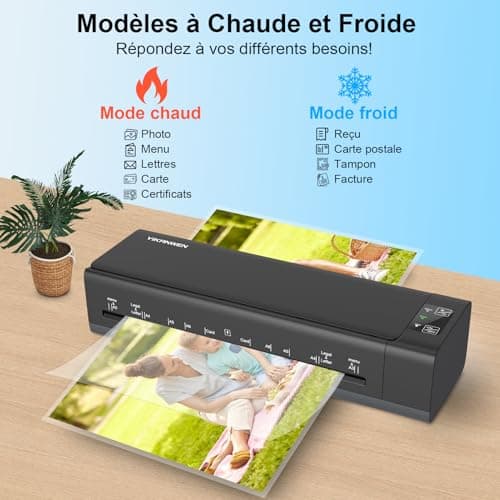 Plastifieuse Plastifieuse A3 A4 A5 A6 Plus de Tracas, Tout en Un Mode Chaud/Froid 30 Feuilles Multi Format Massicot Perf