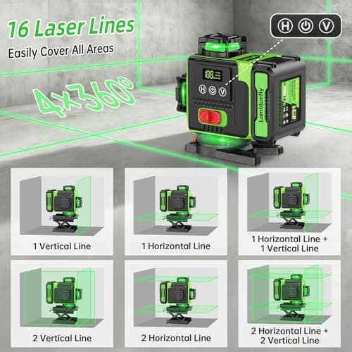 Niveau Laser Niveautech 4D 16 Lignes 360° Chantier Batterie 5000mAh Affichage LED App Télécommande Étanche IP54