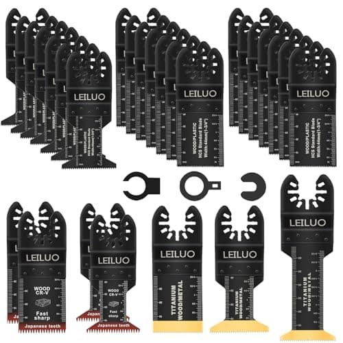 LEILUO Kit d'accessoires 32 pièces pour outils oscillants - Idéal pour le bois, les clous et les cloisons sèches - Lames