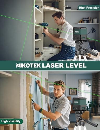 Laser Niveau Auto-nivelant Trépied Horizontal et Vertical pour Maison, Pochette de Transport Incluse, Batterie Incluse