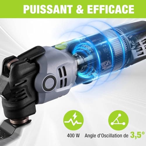 WORKPRO outil multifonction oscilloscopes, outil multifonction 400 W, 6 vitesses réglables, 23 accessoires, oscillation