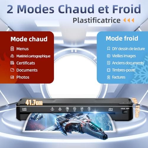 MAXDONE Plastifieuse A3 - Rapide & Sans Bulles Pour Professionnels, Pochettes de Plastification et Coupe Papier, Préchau