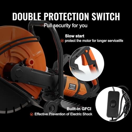 VEVOR Scie à béton électrique 2800 W, profondeur de coupe 152 mm, pour la pierre et la brique