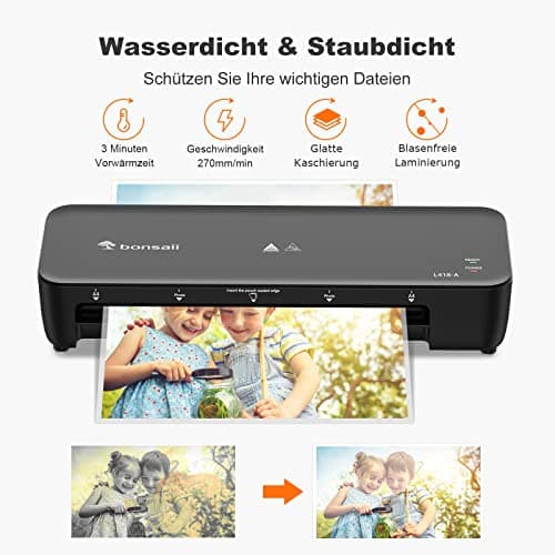 Plastifieuse Bonsaii A4 chauffage rapide stratifié 80-100 microns résistant aux bourrages portable école bureau maison L
