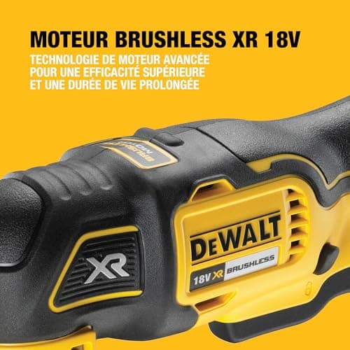 Outil multifonction DEWALT oscillant sans fil Brushless XR 18V DCS355N-XJ, kit coupe ponçage 29 pièces pour professionne