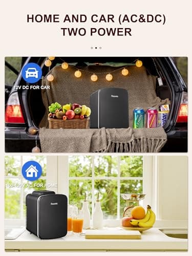 Réfrigérateur Reemix Mini Frigo de Chambre 6L/9 Canettes, Petit Frigo Portable 240V/12V, Fonction Silencieuse, Chaud et