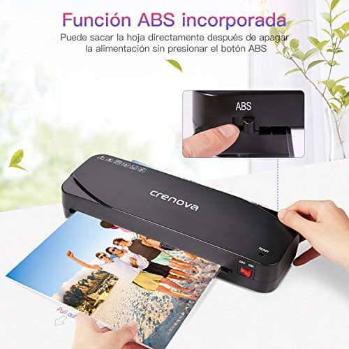 Plastifieuse Crenova A4 Noir | Préchauffage rapide |Modes à chaud et froid | Idéale pour l'école et le bureau | 10 poche