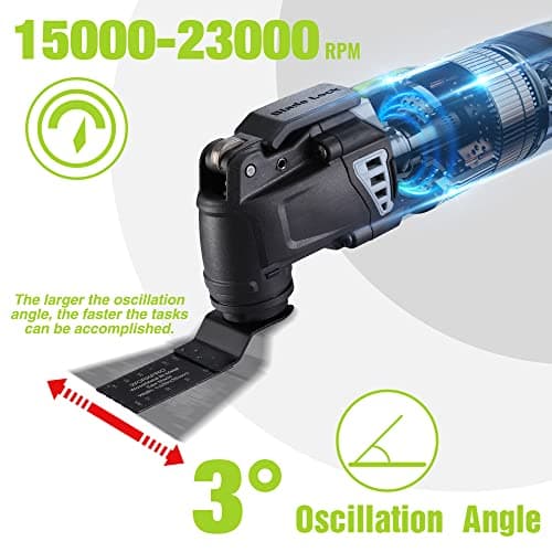 Outil MULTIFONCTION WORKPRO 300W pour Sciage et Polissage - 7 Vitesses Réglables et 17 Accessoires Inclus - Angle d'Osci