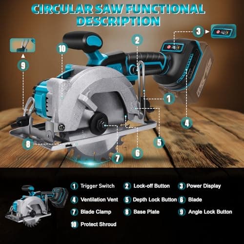 Scie circulaire sans fil Makita 18 V, mini scie circulaire sans balais 2 lames 140 mm, coupe diagonale 6200 tr/min, idéa