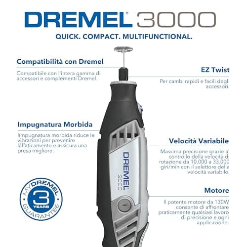 Dremel 3000 Outil multi-usage pour bricoleurs avec 25 accessoires et 1 adaptation
