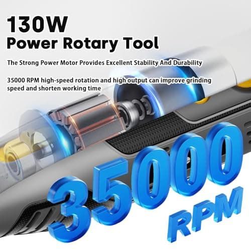 Outil Rotatif Enventor Mini 130W pour Professionnels, 206 Accessoires Inclus, 6 Vitesses Réglables, 10 000-35 000 tr/min