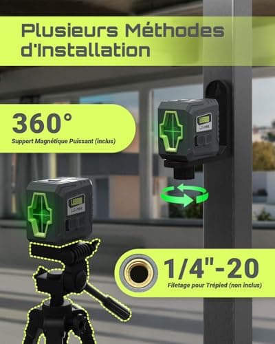 LASGOO Mini niveau laser vert automatique, conception compacte idéale pour les travaux de construction et d'installation