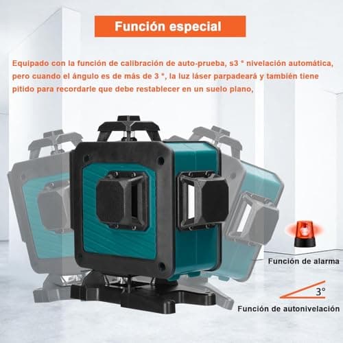 Laser niveau multifonction 16 lignes autonivelant 3°outil omnidirectionnel ligne autocollante mur sol haute précision 1,