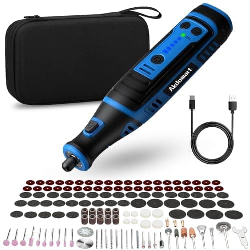 ,outil multifonction sans fil 8v 2,0ah avec lumière led, 5 vitesse jusqu'à 30 000 tr/min, 135 accessoires, pour percer,