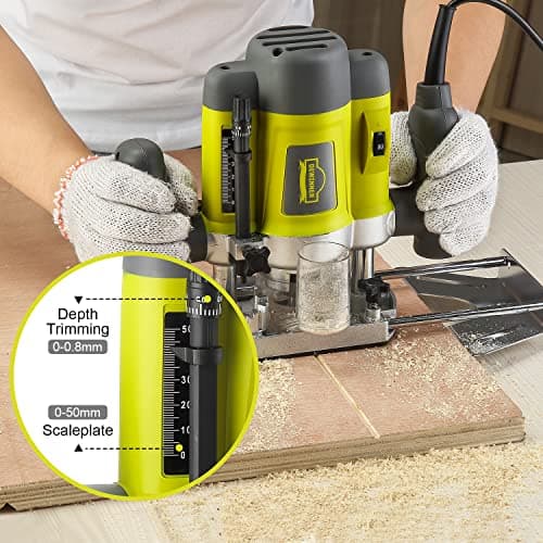 Déwinner 1200 W Défonceuse affleureuse électrique professionnelle bois plastic 6 vitesses réglage profondeur DEWINNER 12
