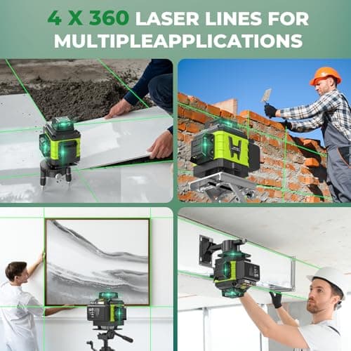 Laser Niveaux Autonivelant 360° x 4 x Télécommande x 2 x Batterie x Niveau Automatique x Support Rotatif x Mode Pulsé x