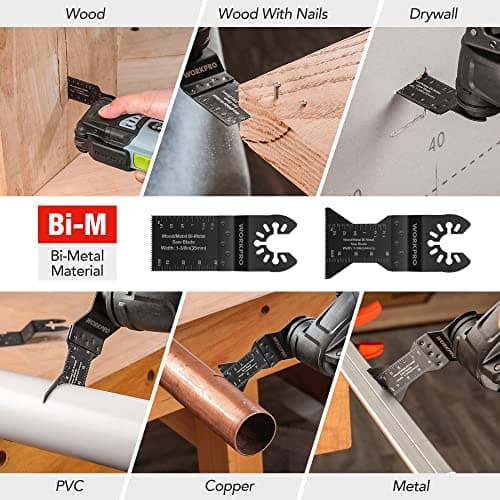 WORKPRO Oscillantes + Accessoires Multifonction + Bois + Clous + Métal + Plastique + Coffret 22 Pièces + Meilleures Mots