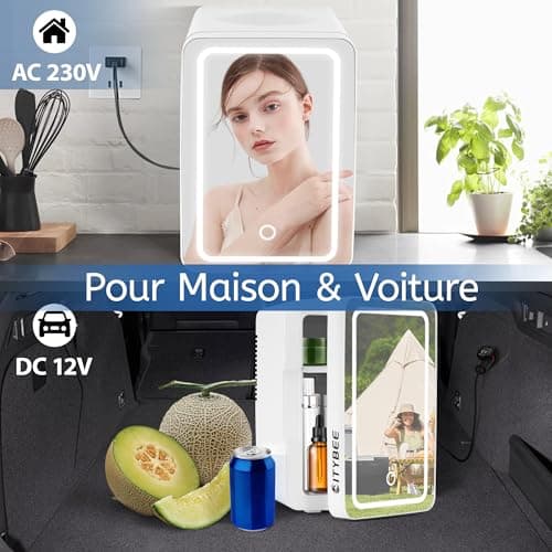 Mini Frigo Citybee 6L Portable Blanc pour Chambre/Voiture/Bureau/Camping Silencieux 230V/12V