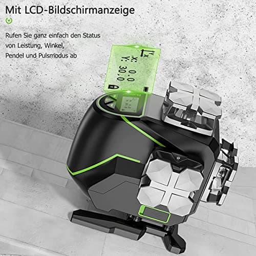 Niveau laser Huepar S04CG Bluetooth 4x360° Auto-Nivelant Horizontale/Verticale Télécommande & Étui de Transport