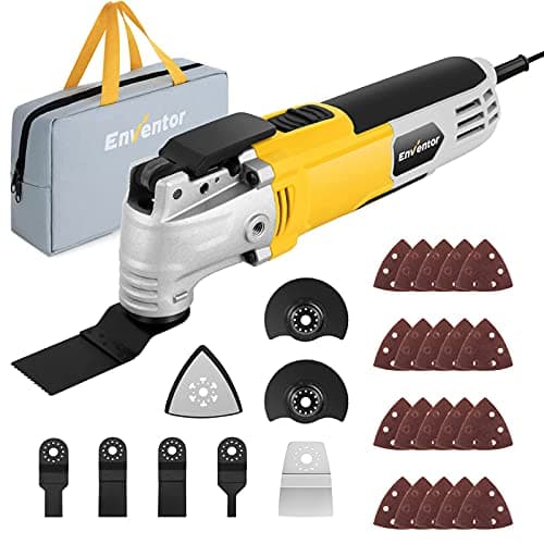 Outil Multifonction ENVENTOR Oscillant 300W | 6 Vitesses | 15000-22000RPM | 3° Angle Oscillant | 28 Pièces | Coupe, Ponç