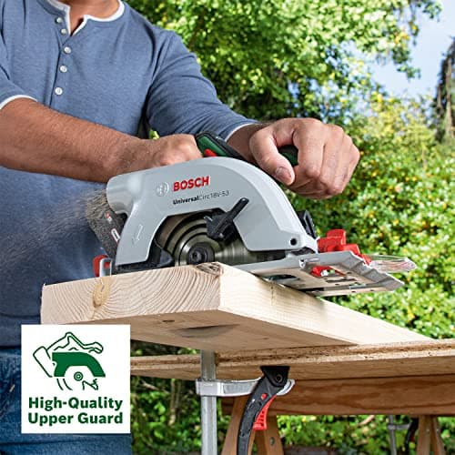 Scie circulaire Bosch sans fil 18V-53 pour coupes précises dans le bois -Profondeur de coupe maximale 53 mm -Système 18V