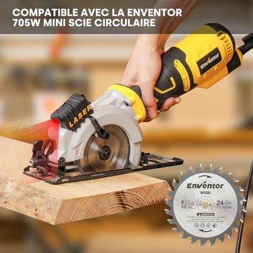 Enventor Lot de 3 Lames de Scie Circulaire TCT, pointe carbure, Lame Mini Scie Circulaire pour Bois et Matériaux Durcis,