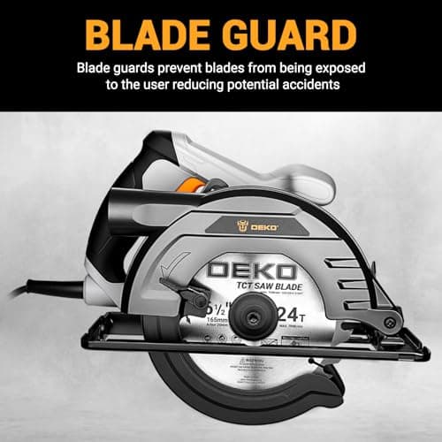 DEKOPRO Circulaire 1200W Scie Électrique Haute Performance pour Bois et PVC avec Lame 165 mm et CoupeDétaillée (90° et 4